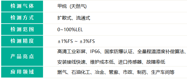 带显示声光报警款甲烷报警器的检测气体名称和检测气体量程精度